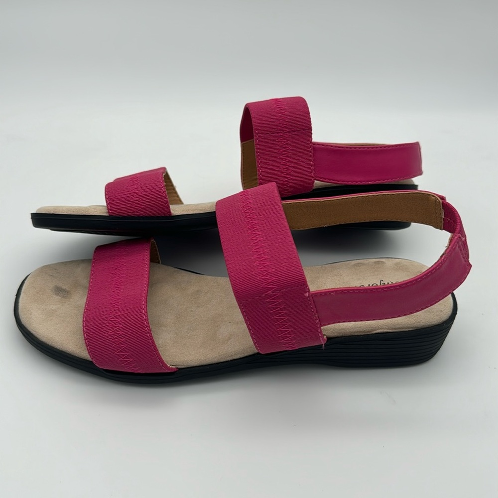 NEW Comfortview Pink Tan Black Slingback Sandals Women's Size 7.5